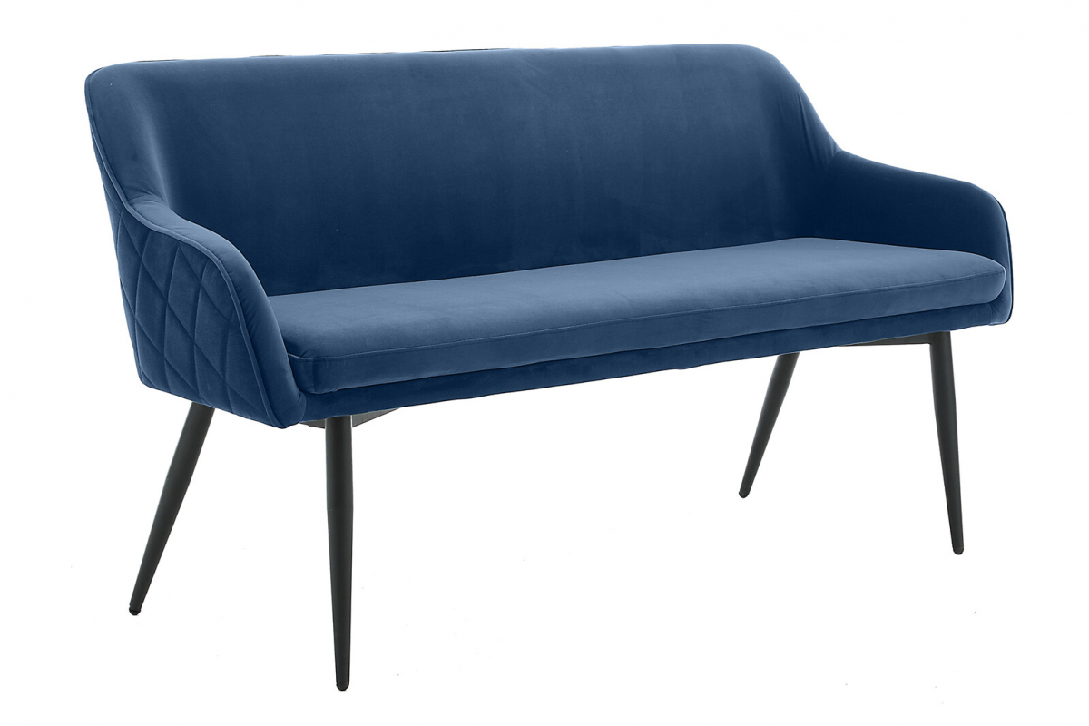 eiwo.ch - Sitzbank im mit Polsterbank Samt und 368695 Design modernen Blau - Steppung Armlehnen